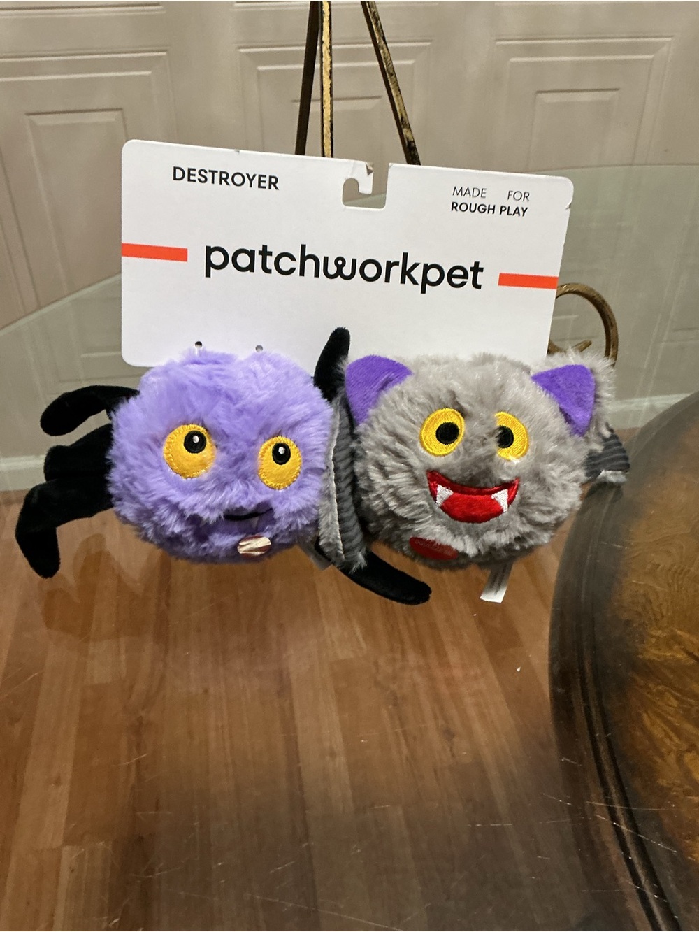 Patchwork~  Set Of 2 Pricklets Spider & Batt 4’’ ~ Squeaky Dog Toy